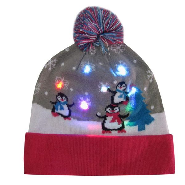 

party masks men women children colorful merry christmas led light-up knit hat bonnet 2021 beanie hairball warm cap gifts