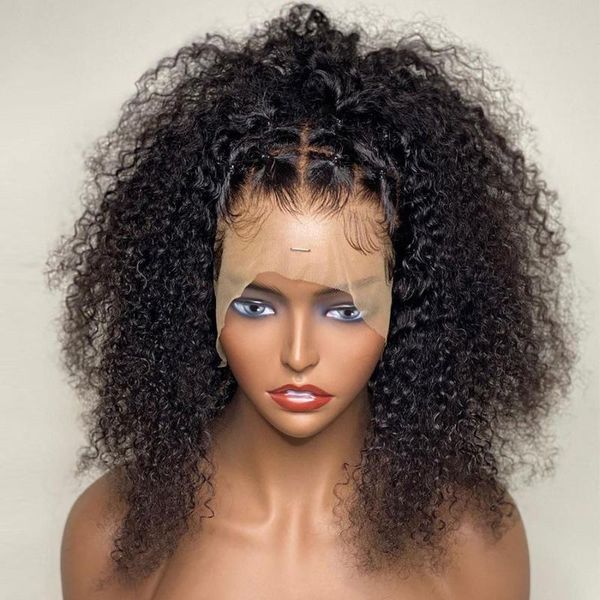 

synthetic wigs blunt short bob kinky curly lace front wig for black women with babyhair preplucked middle part daily heat resistant