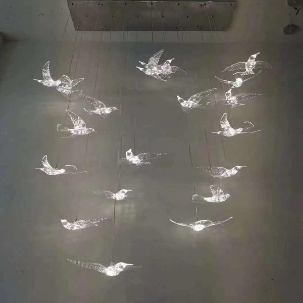 

pendant lamps modern minimalist staircase chandelier living room bedroom led creative personality bird custom lighting