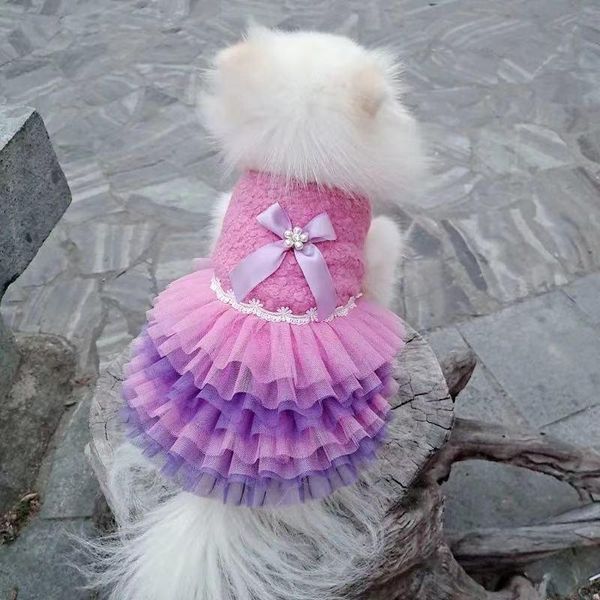 

dog apparel pet dress lace sarees small purple puppies animal cat tutu wedding party skirt clothes for chihuahua puppy princess