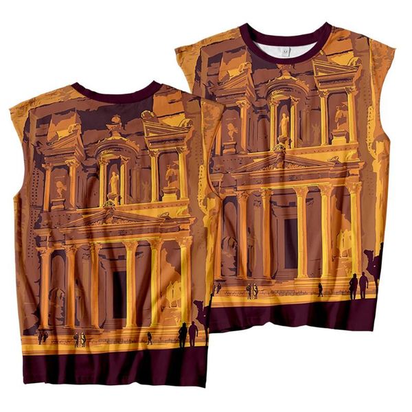 

men' tank architectural oil painting printed bodybuilding fitness singlets waistcoat gyms quick-drying breathable sportswear vest, White;black