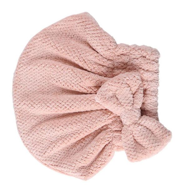 

shower caps hair-drying cap coral fleece water absorption quick dry thickened microfiber pink