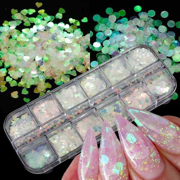 

nail glitter mermiad sequins flakes set star heart butterfly holographic powder paillette manicure art decorations trhw-1, Silver;gold