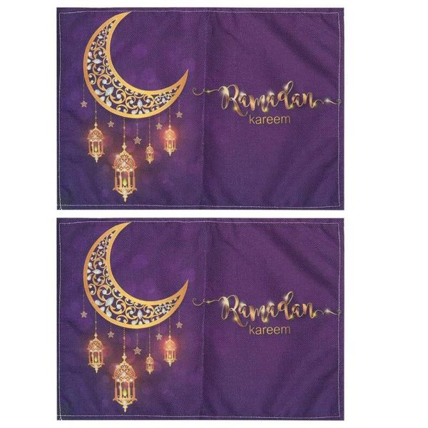 

table runner 2pcs placemats non-slip muslim ramadan heat-resistant mat tableware pad coasters mats for home restaurant