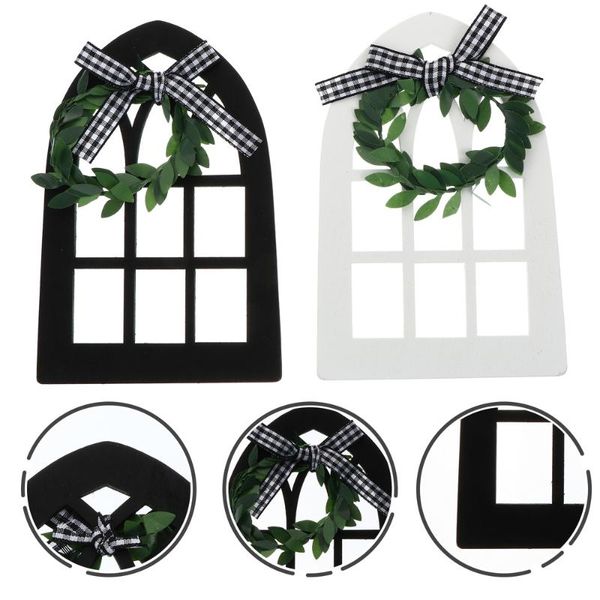 

frames 2 pcs retro wood frame ornament courtyard decor rustic wooden hanging adornments