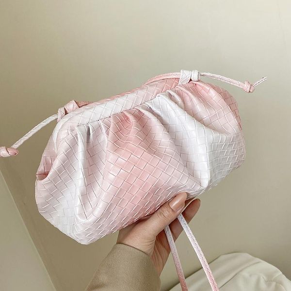 

totes 2021 day clutch weave knitting dumpling clip purse bag women cloud underarm shoulder pleated baguette pouch handbag