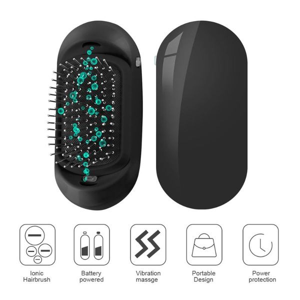 

hair brushes version ionic hairbrush anti-static brush comb potable negative ions electric massage drop, Silver