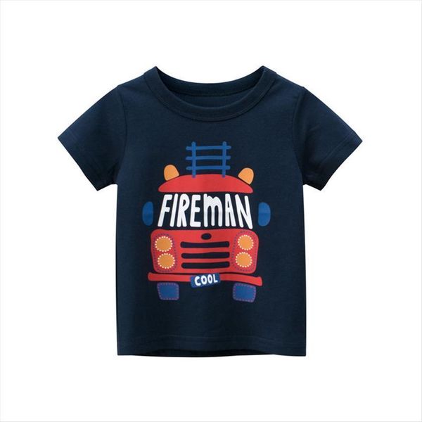 

children clothing summer boys short sleeve t shirt cartoon car kids costume, Blue