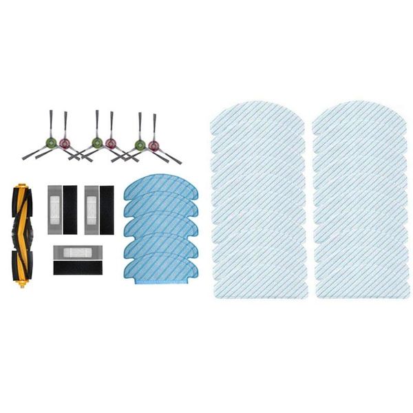 

50x disposable strong rag for ecovacs deebot ozmo t8 aivi max & 1set roll brush main side hepa filter mop vacuum cleaners
