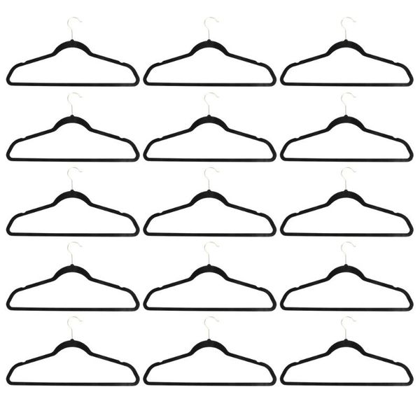 

hangers & racks 20pcs non-slip flocked clothes shirts sweaters dress hanger hook drying rack (black)