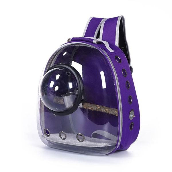 

parrot backpack carrier with portable bird feeder cups travel cage birds breathable transparent space 28gd