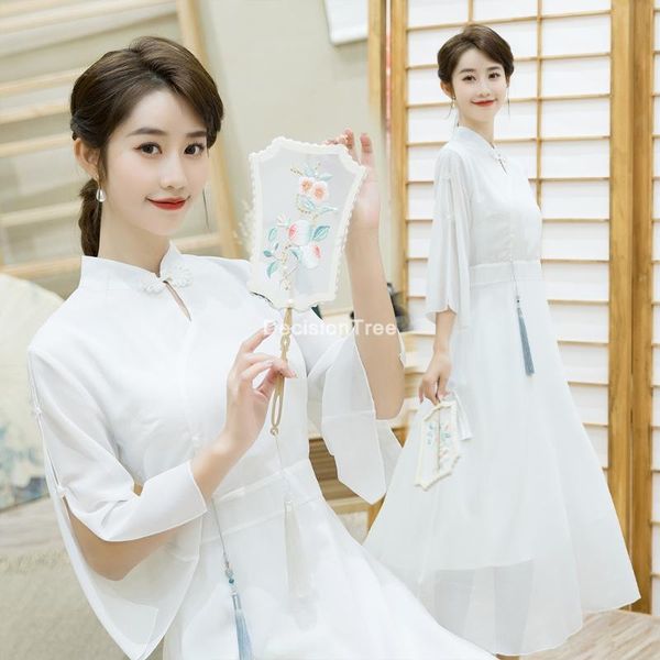 

chinese dress party oriental mandarin collar qipao lace satin elegant lady ethnic clothing, Red