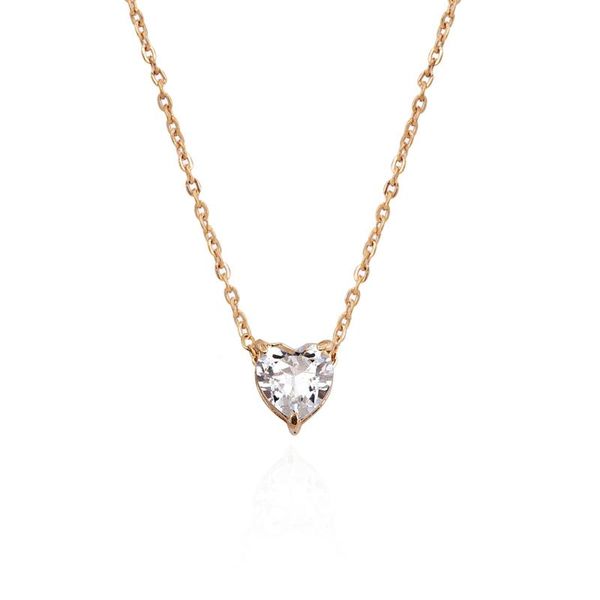 

Pendant Necklaces Female Fashion Crystal Heart Necklace 2021 Short Gold Chain Charm Girlfriends Gifts, Silver