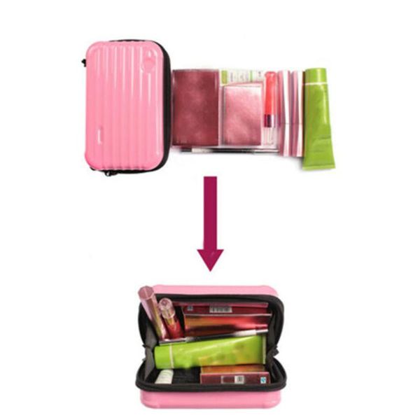 

hard shell storage cosmetic bag waterproof mini two zipper handbag -mx8 bags & cases