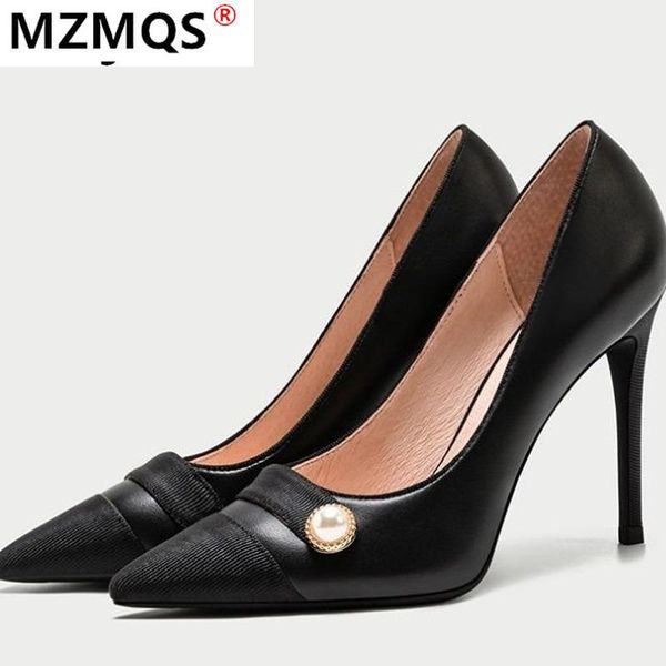 

summer fashion pointed toe ladies sandals pearl shallow mouth womens casual mature high heels dress shoes, Black