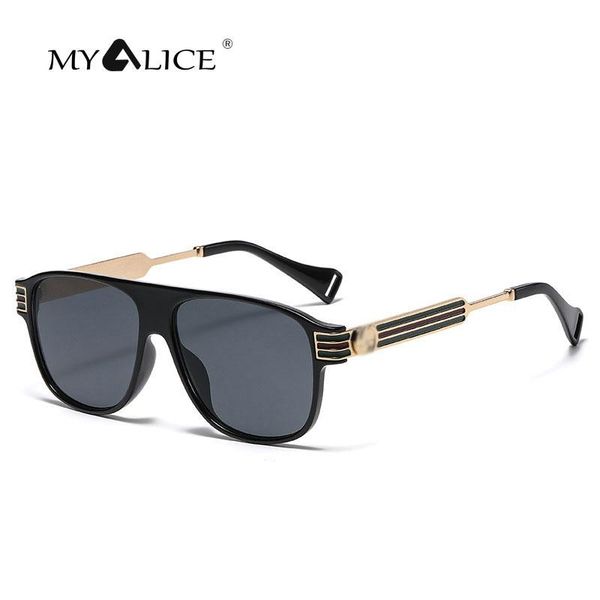 

sunglasses myalice the women men fashion flat personality metal decorate glasses legs toad mirror business uv400, White;black