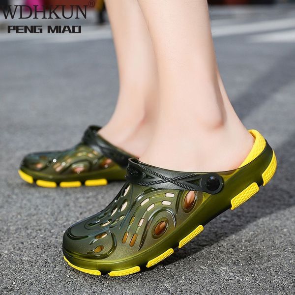 

sandals platform summer shoes men beach anti- slip slippers hole mens soft fashion eva garden large size 45 5b1t, Black