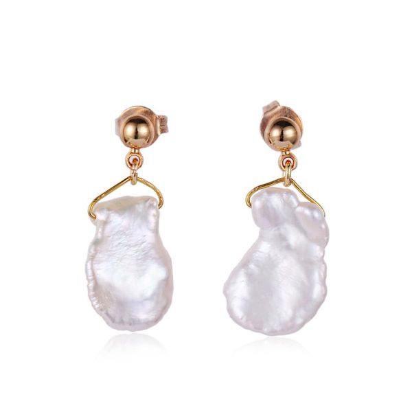 

irregular natural freshwater peals earrings bohemia simple design drop 24k gold plating wedding for women 2021 dangle & chandelier, Silver
