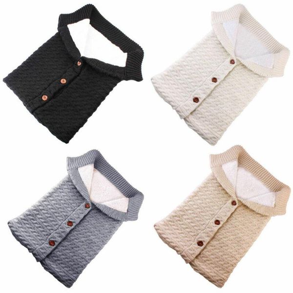 

cushion/decorative pillow born baby winter warm fluffy sleeping bag infant button knit outdoor swaddle cart stroller wrap toddler blanket ba