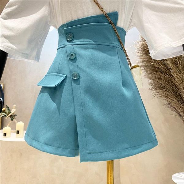 Shorts femininos Ins primavera verão 2021 Sweet Women Suiting Mini Skirts Design irregular Calça curta Ladies Salia de terno de cintura alta