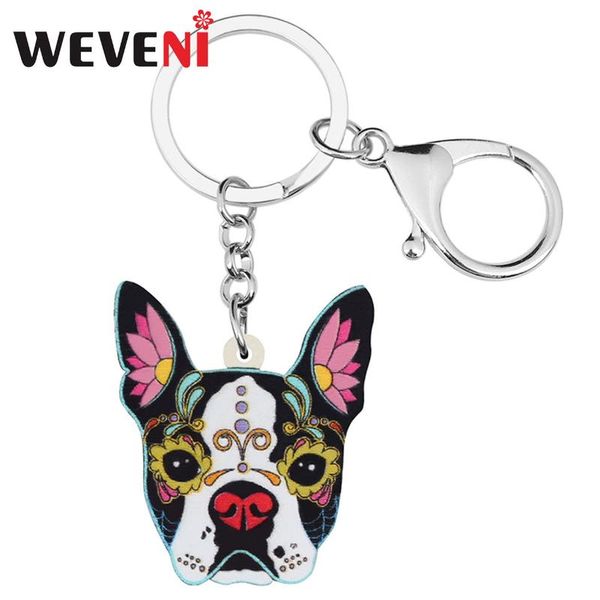 

keychains weveni acrylic halloween floral cute dog lovely pet animal keyring for women men kid novelty festival gift accessories, Silver
