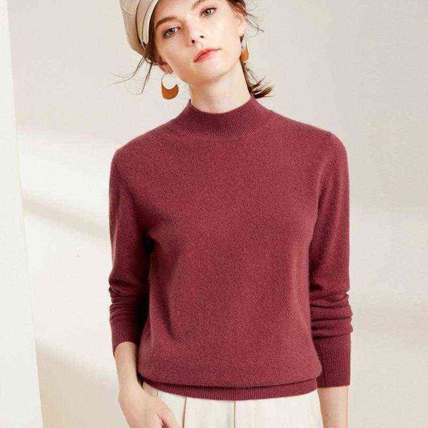 

basic half high neck cashmere sweater women's pullover solid slim fit knitted bottomed shirt, White;black