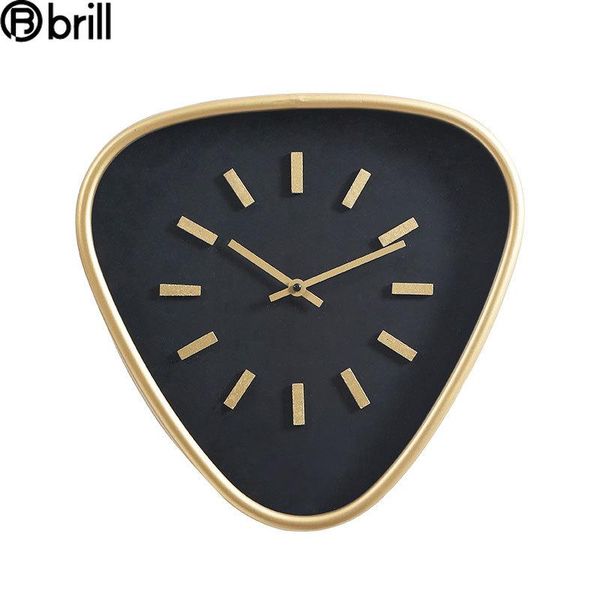 

creative nordic triangle wall clock metal 3d silent gold watches home decor modern living room decoration horloge murale 50 clocks