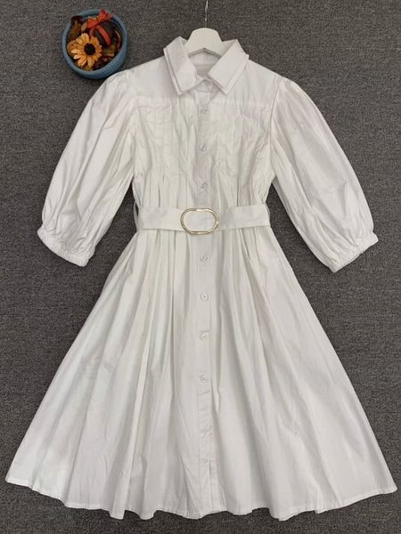 

dresses autumn fashion work ladies turn-down collar belt patchwork half sleeve slim fit a-line long shirt, Black;gray