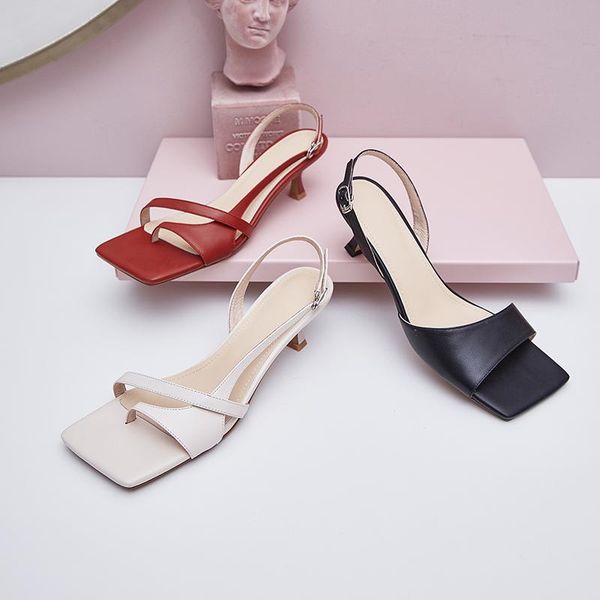 

summer shoes for women 2021 est genuine leather woman high heels fashion wedding dress, Black