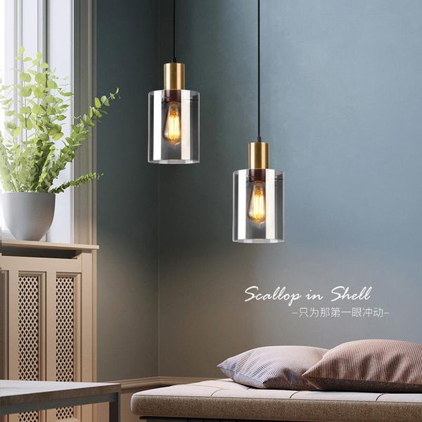 

pendant lamps nordic simple glass lustre lights fashion restaurant bedside hanging loft industrial decor e27/e26 light fixtures