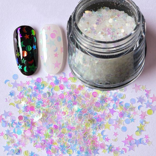 

nail glitter 10mlunicorn white ab 1 boxe mermaid color sequins art1, Silver;gold