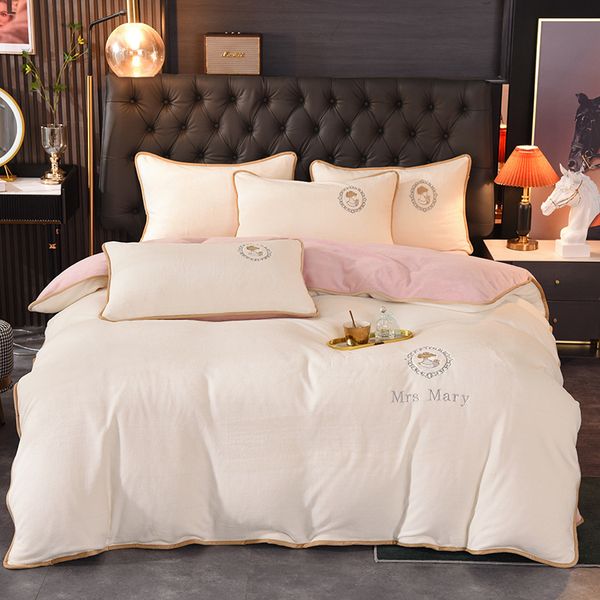 

milk veet embroidered madame curie high end gift four piece set thickened in autumn and winter