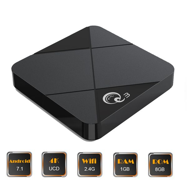 

mini q3 android tv box amlogic s905l quad core 1gb 8gb 2.4g wifi 4k media player smart set box 1g8g