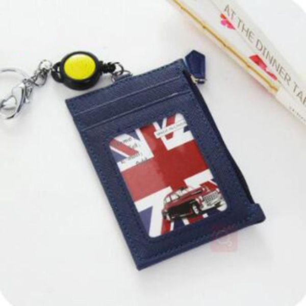 

card holders creative portable id holder bank bus cards cover badge case office work keychain keyring tool protective shell, Brown;gray