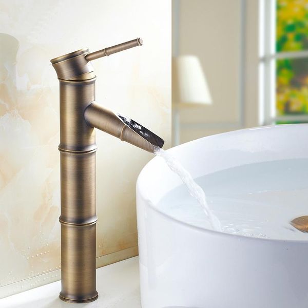 

bathroom sink faucets european antique single hole basin faucet vintage, brass bamboo style wash mixer water tap whosale
