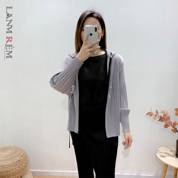 

pleated zipper jacket coat for women spring autumn long sleeve female fashion tide clothing 2d1356 210507, Black;brown