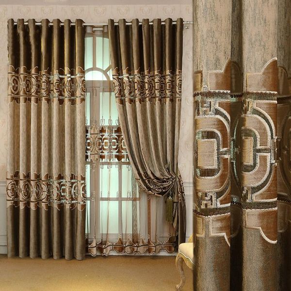 

curtain & drapes melunmhom chinese gray embroidery stitching curtains fabric bedroom living room villa floor window treatments tulle for k