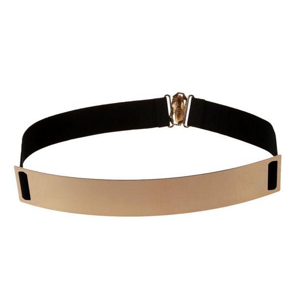 

women's mirror metal waist belt metallic 25*4cm belts, Black;brown