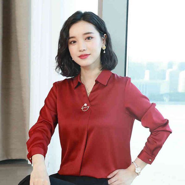 

blouses female mode work ol temperament autumn arrival soft comfortable simple black style sweet plus size basic shirt, White