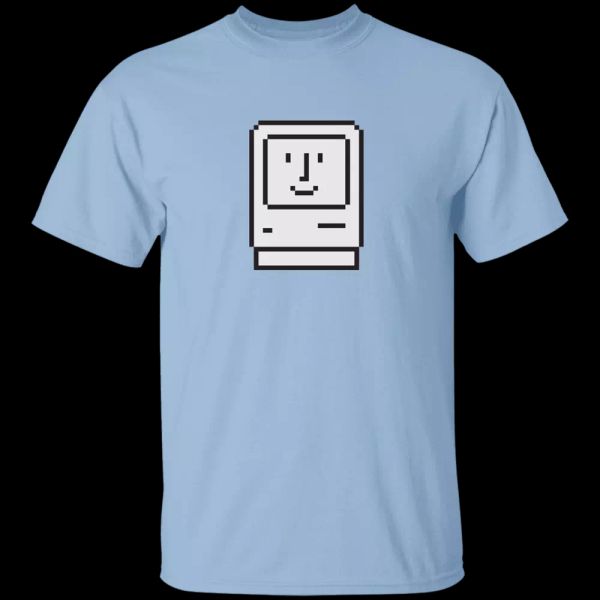 

happy, mac, icon, apple, computer techie, geek, os, t-shirt, White;black