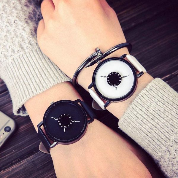 

wristwatches luxury clock fashion creative watches women men quartz-watch unique dial watch leather, Slivery;brown