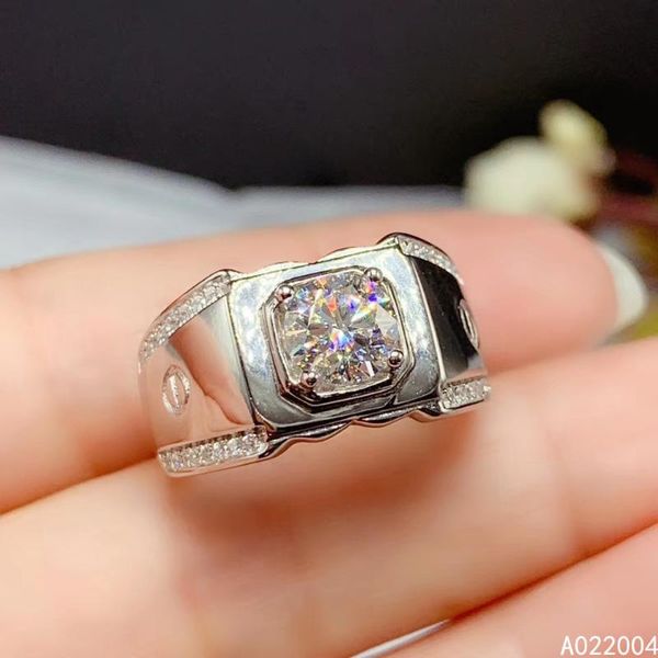 

cluster rings kjjeaxcmy fine jewelry 925 sterling silver inlaid mosang diamond gemstone men ring lovely support detection, Golden;silver