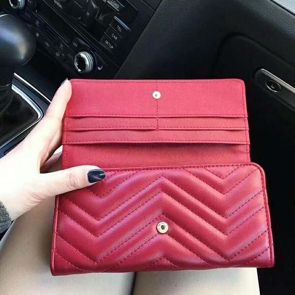

classic humanoid pattern wallet women quilted leather rectangular covered wallets, Red;black