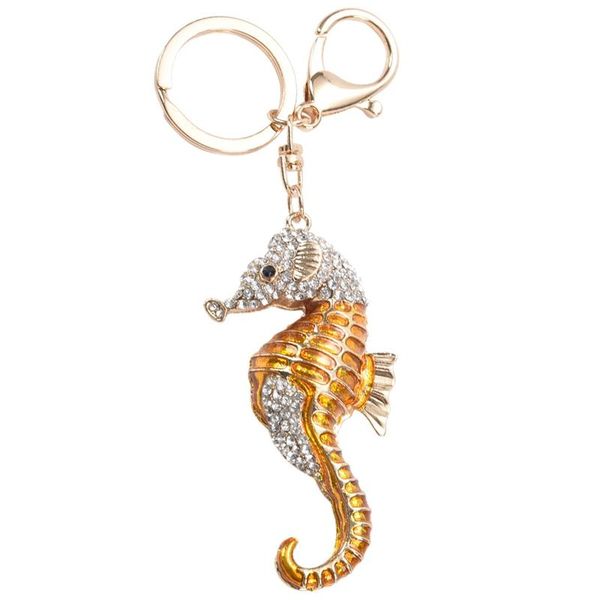 

keychains crystal rhinestone sea horse charm keyring key chain keyfob - gold, Silver