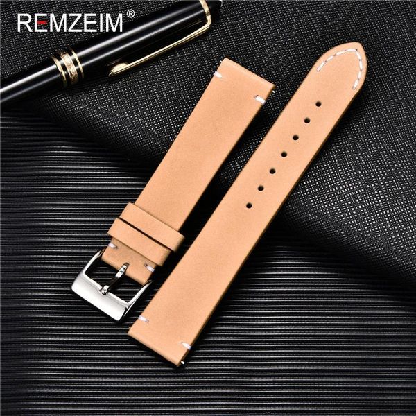 

watch bands remzeim quick release leather watchbands 18mm 20mm 22m 24mm casual belt smart strap soft matte bracelet wrist band, Black;brown