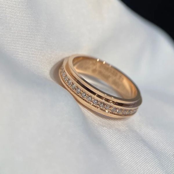 PIAGE Ring Possession Serie ROSE extrem 18K vergoldetes Sterlingsilber Luxusschmuck drehbare Hochzeit Markendesignerringe Diamanten exquisites Geschenk