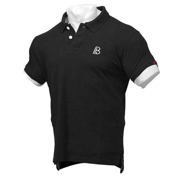 

men's t-shirts 2021 8colour m-4xl gyms t shirt men loose cotton t-shirt turn-down collar short sleeve running shirts workout tees male, White;black