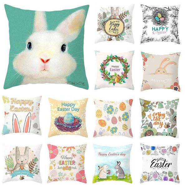 

party decoration happy easter pillowcase egg decorative cushion cover cartoon print pillow for sofa car home decor 45cm