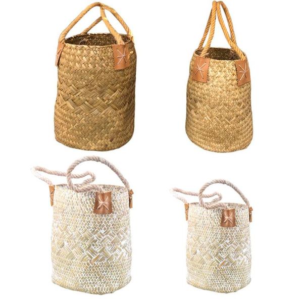 

duffel bags natural women woven bag seagrass tote belly basket nordic fruit gardening storage decorative flower pot planter