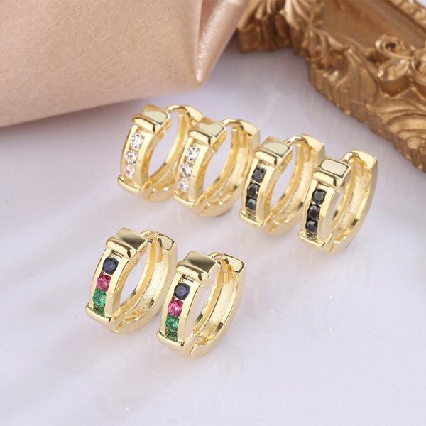 

hoop & huggie aesthetic zircon earrings for women 2021 punk style gold color little ear accessories jewelry wholesale gifts kbe200, Golden;silver